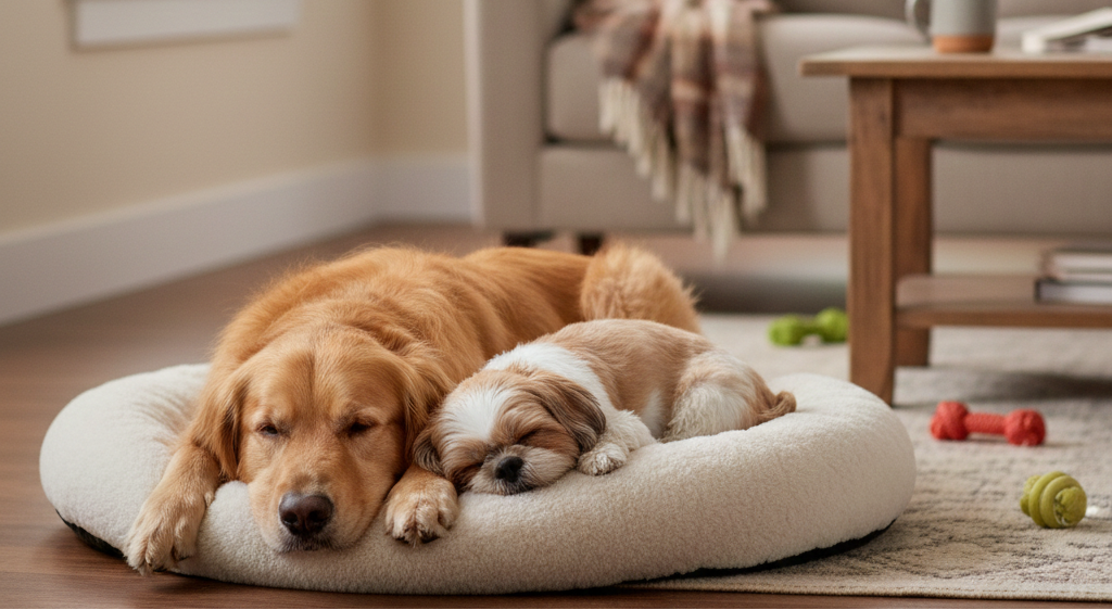 Dog relaxing in a cozy home
