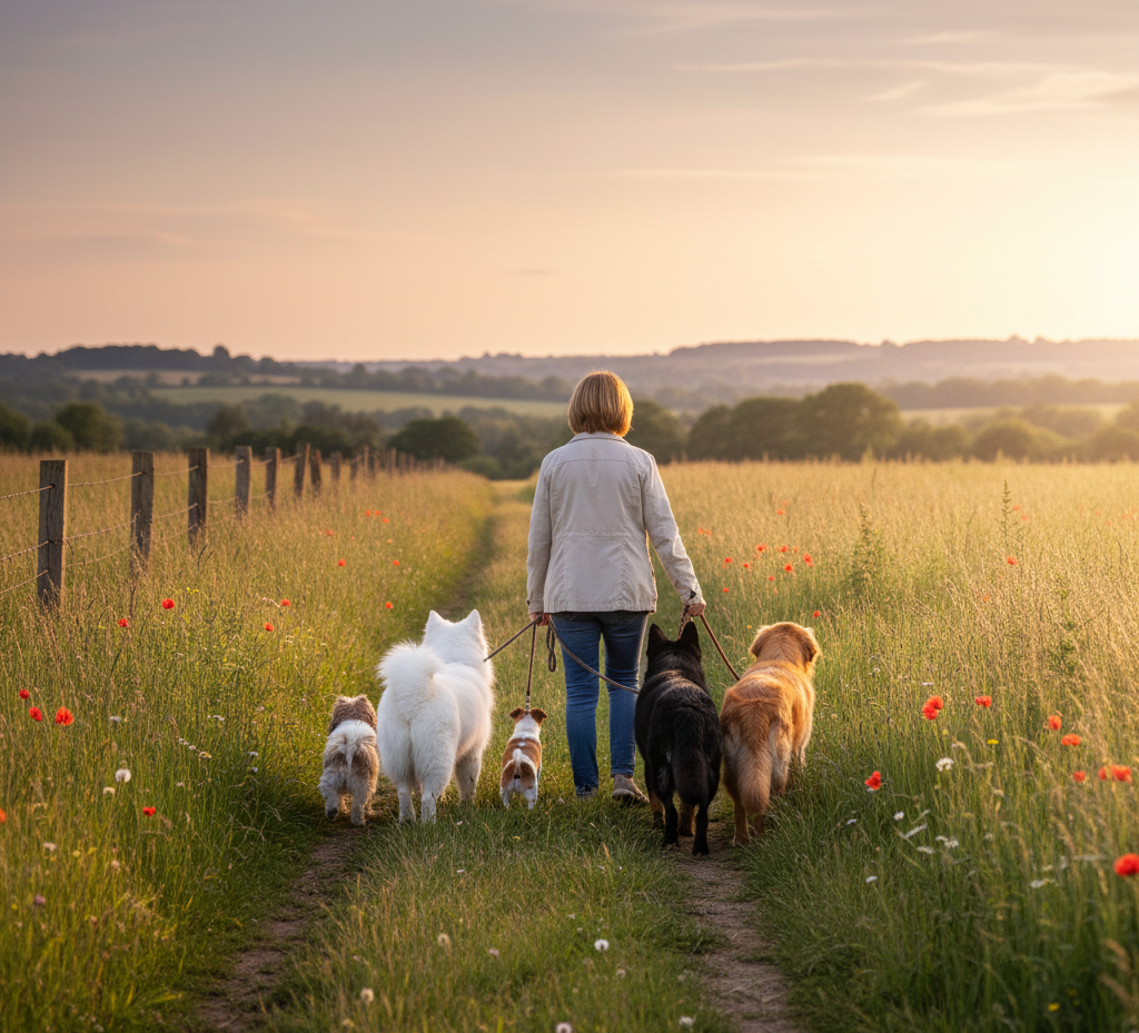 Happy dog on a walk