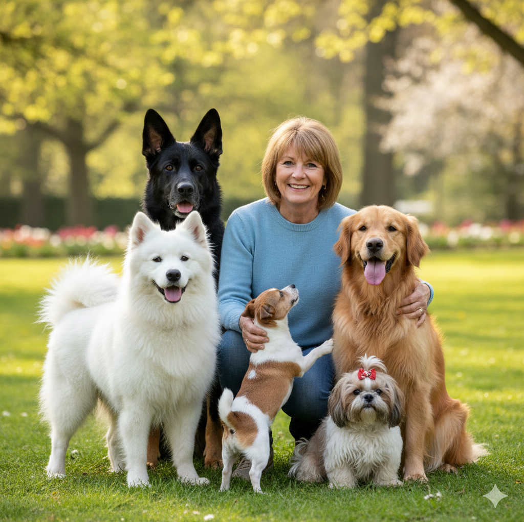 Joy with dogs in North West London